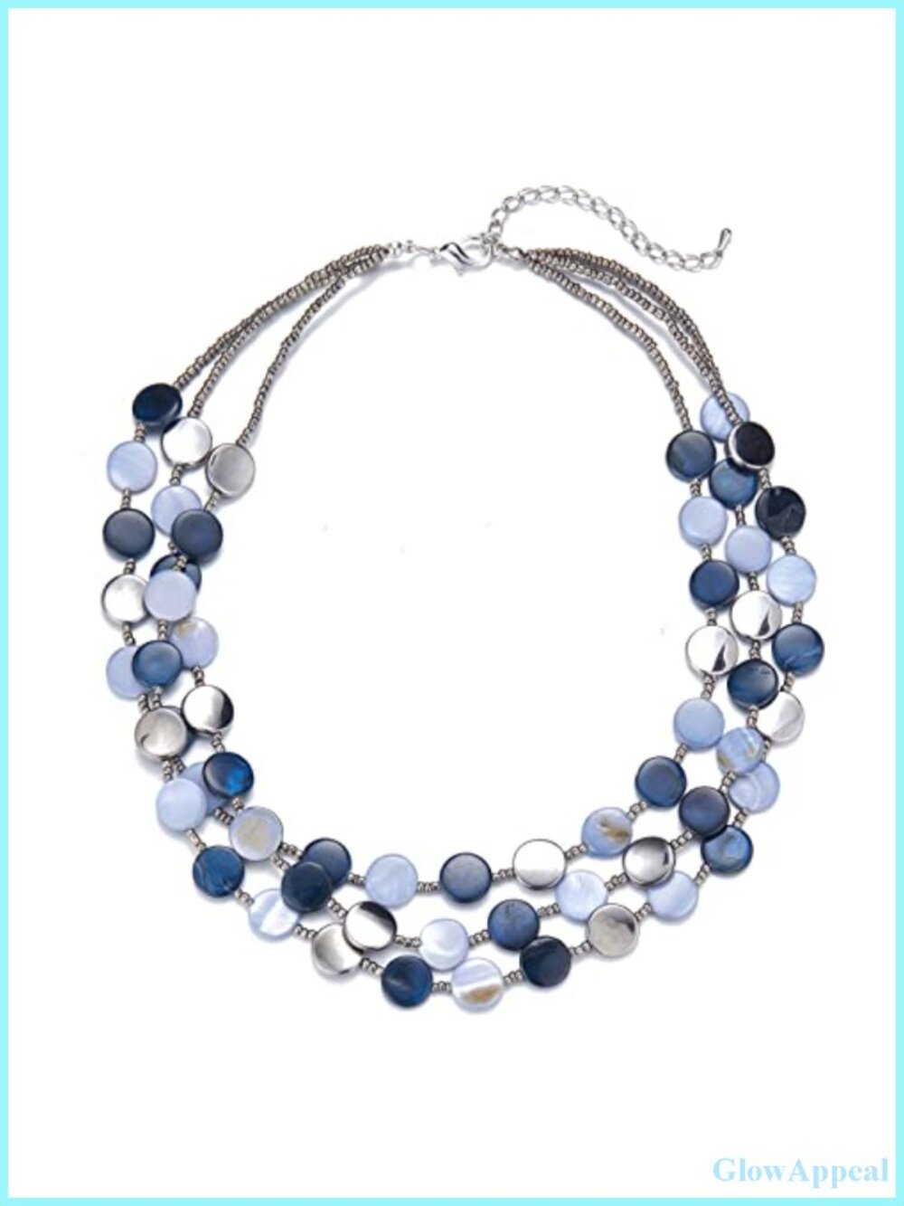 Layered Beaded Chunky Shell Statement Necklace Boho Two-Tone Collar Costume